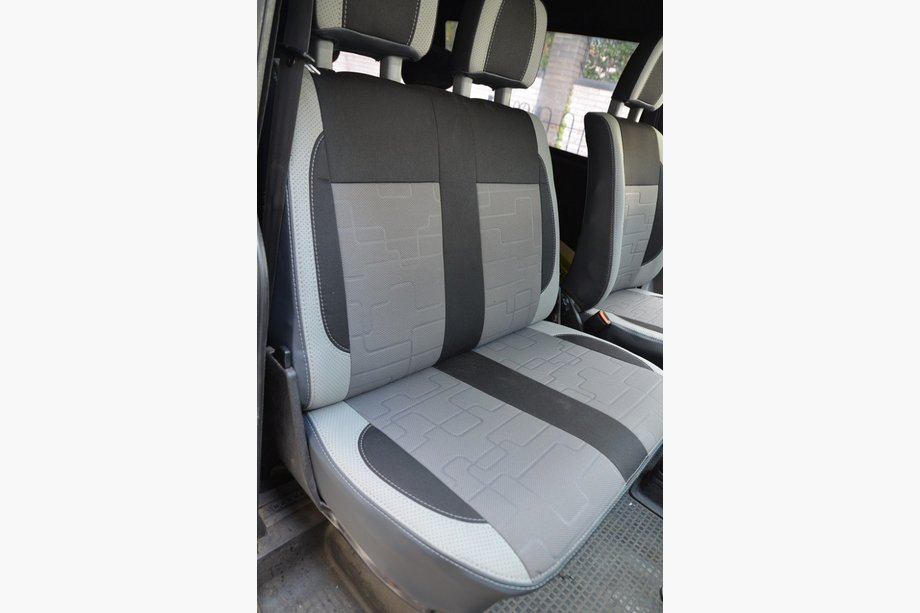 Volkswagen T4 Transporter 1990-2003 рр. Авточохли (кожзам↗тканина, Premium) Передні 2↗1 Фото 2