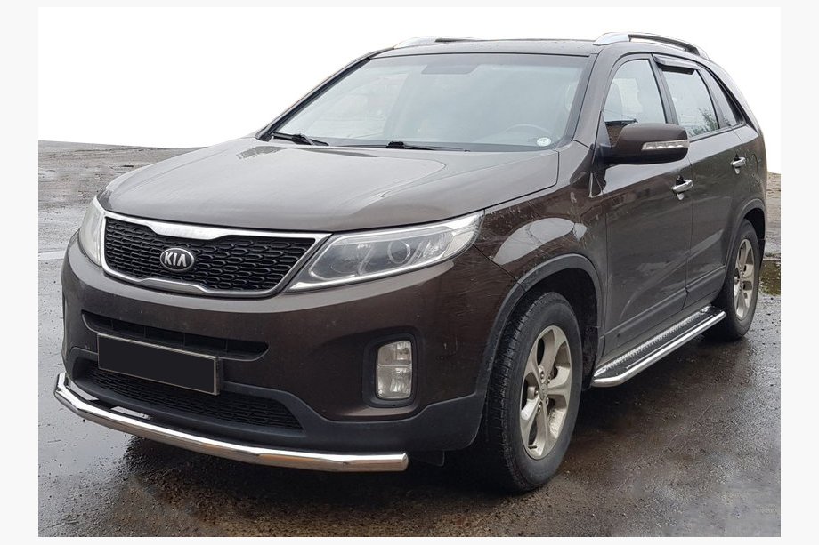 Kia Sorento II XM 2009-2014 рр. Передній захист ST008 (2013-2015, нерж.) Image