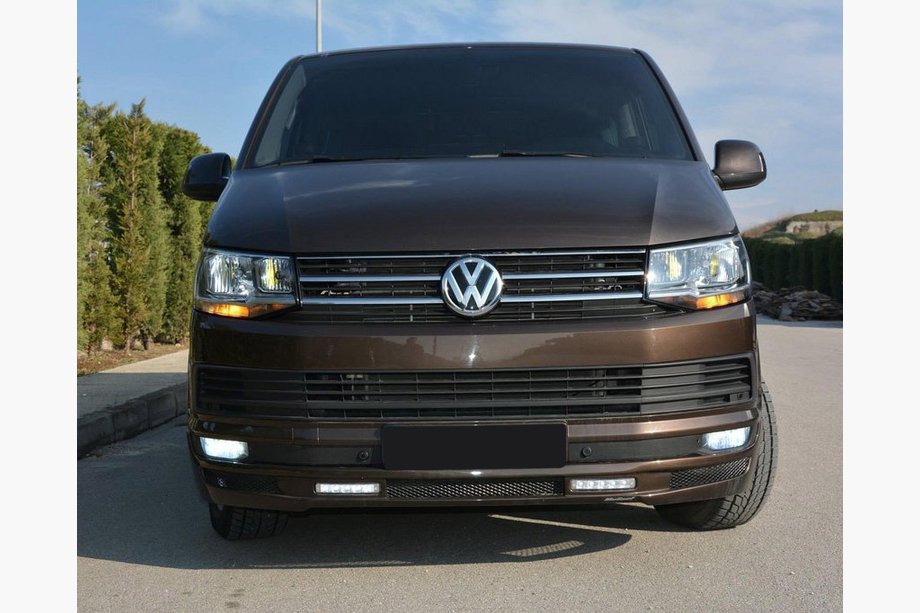 Volkswagen T6 2015-2024 рр. Накладка на передній бампер Sport 2-LED 2015-2018 (під фарбування) Фото 6
