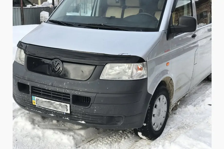 Volkswagen T5 Transporter 2003-2010 рр. Зимова верхній накладка на решітку Глянцева Фото 3