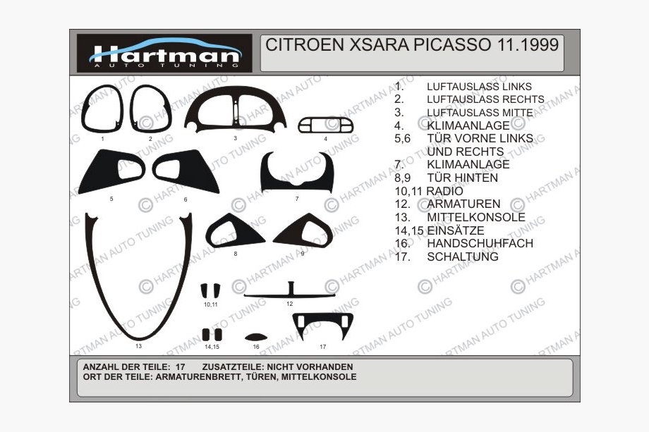 Citroen Xsara Picasso 1999-2012 рр. Тюнінг накладки в салон Хартман Image