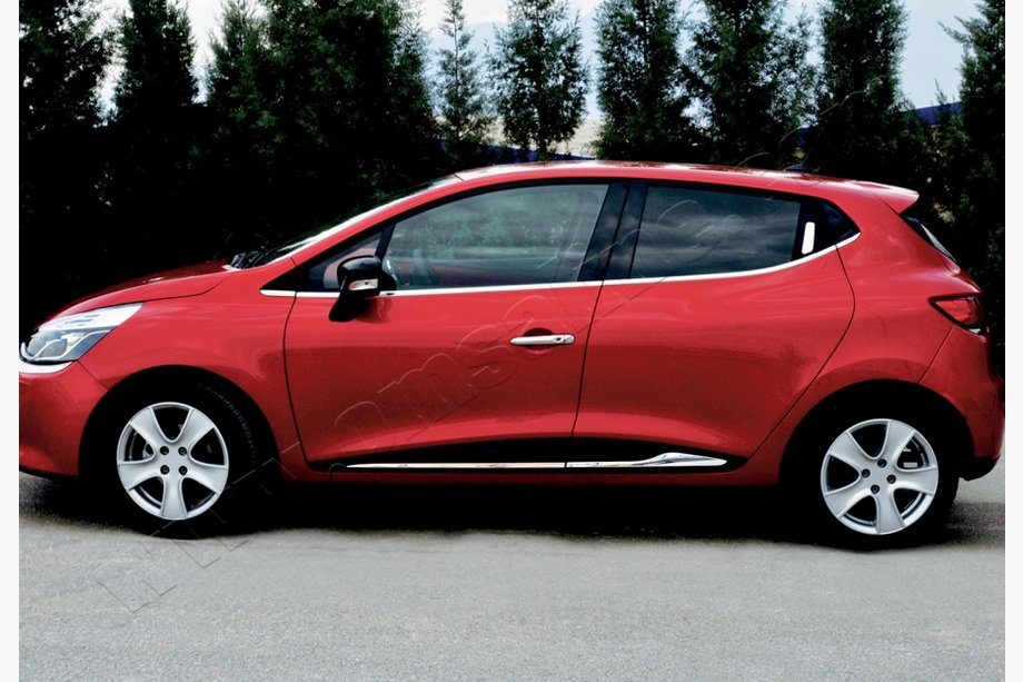 Renault Clio IV 2012-2019 рр. Молдинг дверний З поглибленням (4 шт, нерж) Image