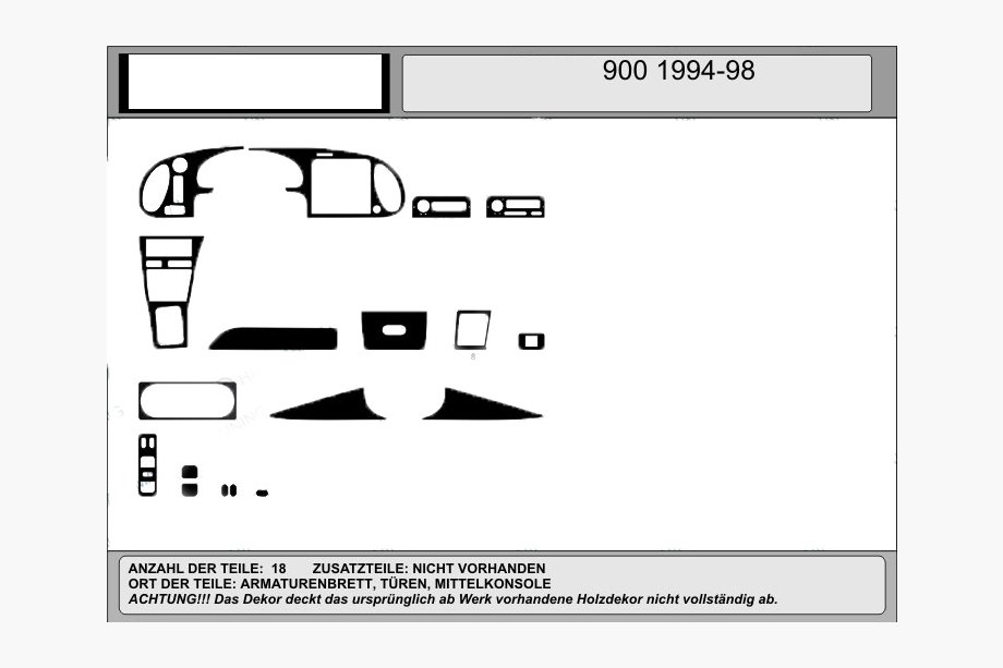 Saab 900 1994-1998 рр. Акція! Накладки на панель (дерево) Image