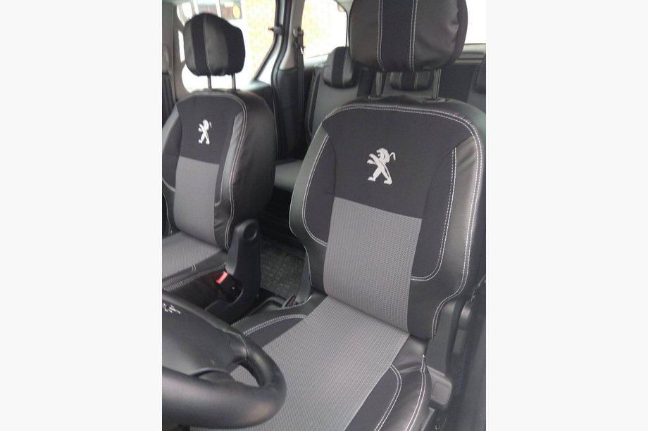 Peugeot Partner Tepee 2008-2018 рр. Авточохли (шкірозамінник+тканина, Premium) Передні Image