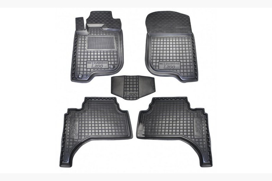 Mitsubishi L200 2006-2015 рр. Гумові килимки з бортом Short база (Autogumm) Фото 1