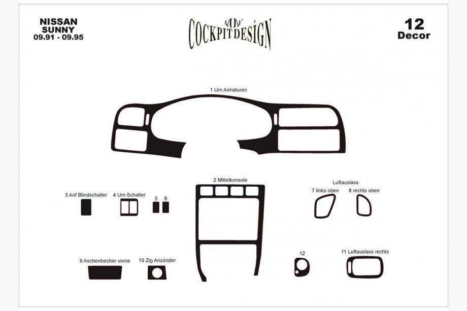 Nissan Sunny 1990-1995 рр. Накладки на панель Image