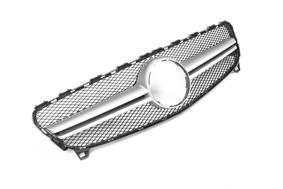 Mercedes A-class W176 2012-2018 рр. Передня решітка AMG Silver (2015-2018) Фото 1