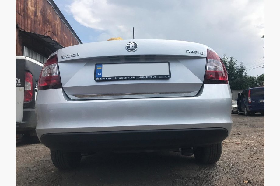 Skoda Rapid 2012-2019 рр. Кромка багажника (нерж) OmsaLine - Італійська нержавійка Фото 2