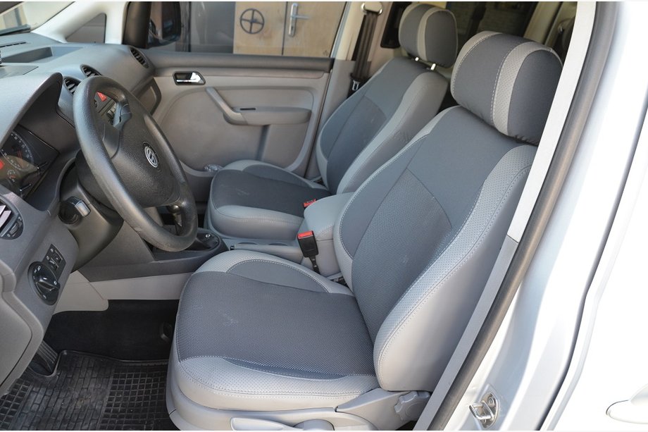 Volkswagen Caddy 2010-2015 рр. Авточохли (кожзам↗тканина, Premium) Весь салон (5 місць) Фото 6
