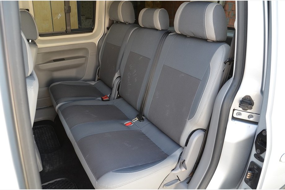 Volkswagen Caddy 2010-2015 рр. Авточохли (кожзам↗тканина, Premium) Весь салон (5 місць) Фото 5
