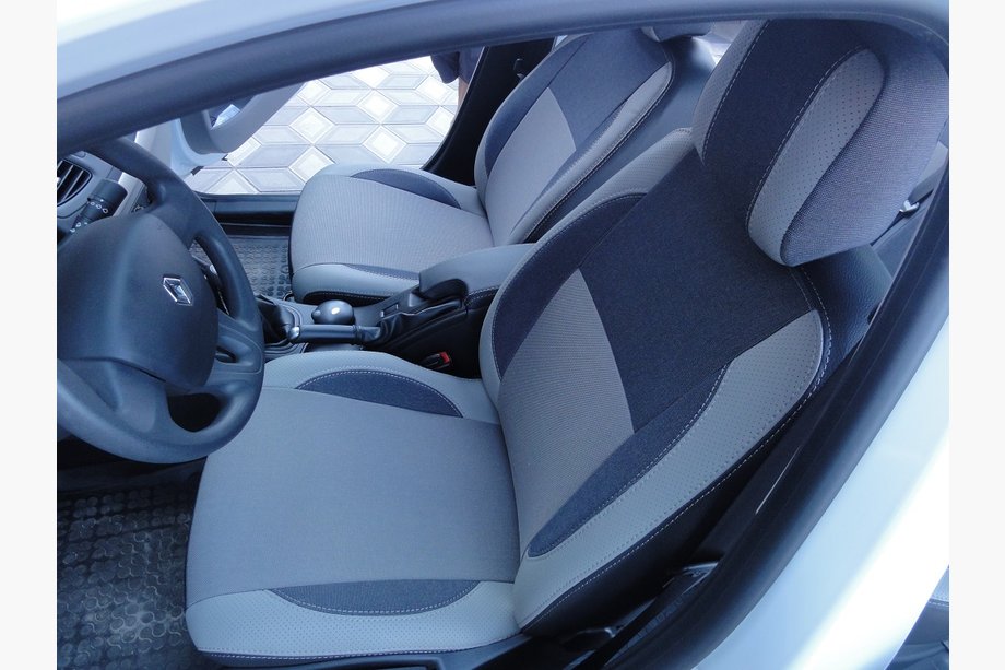 Renault Fluence 2009-2016 рр. Авточохли (2009-2012, кожзам↗тканина, Premium) Цільні Image