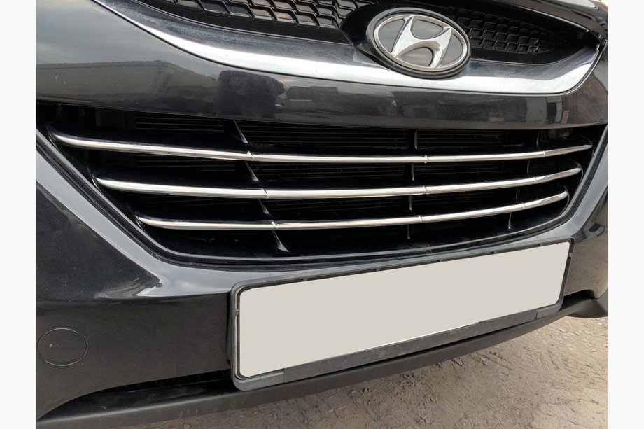 Hyundai IX-35 2010-2015 рр. Смужки на решітку радіатора (3 шт, нерж) Image