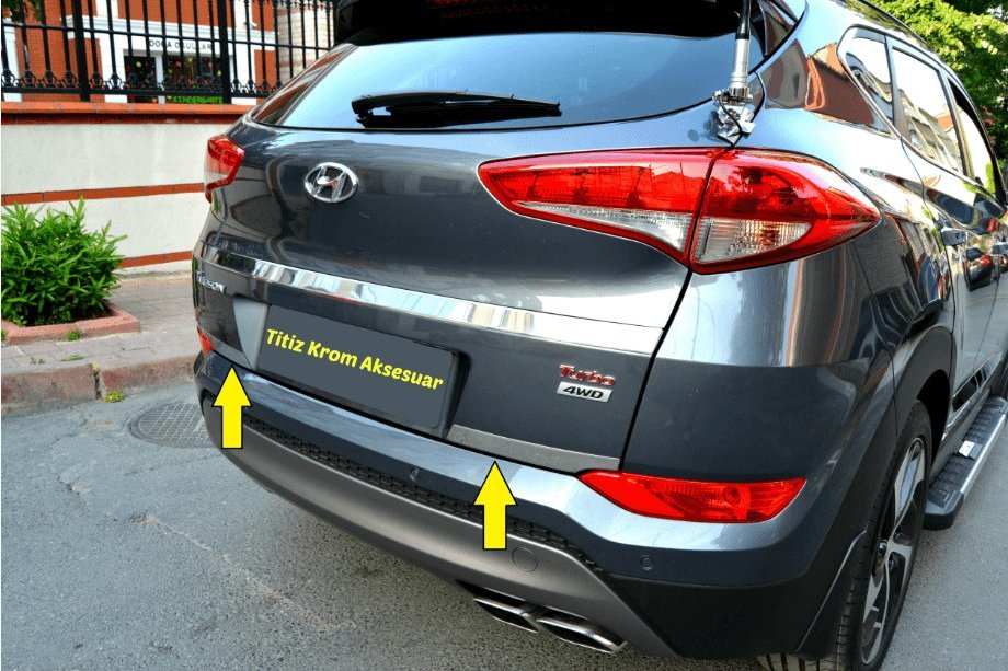 Hyundai Tucson TL 2016-2021 рр. Накладка на кант багажника (2 частини, нерж) Image