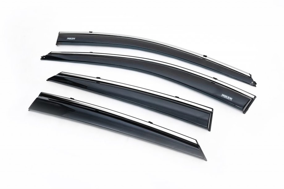 Hyundai IX-35 2010-2015 рр. Вітровики з хромованим молдингом (4 шт, Niken) Image