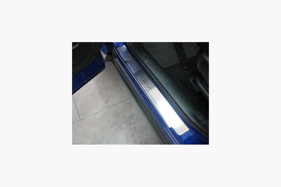 Mazda CX-7 2006-2012 рр. Накладки на пороги Натанико (4 шт., нерж.) Premium - стрічка 3М, 0.8 мм Фото 2
