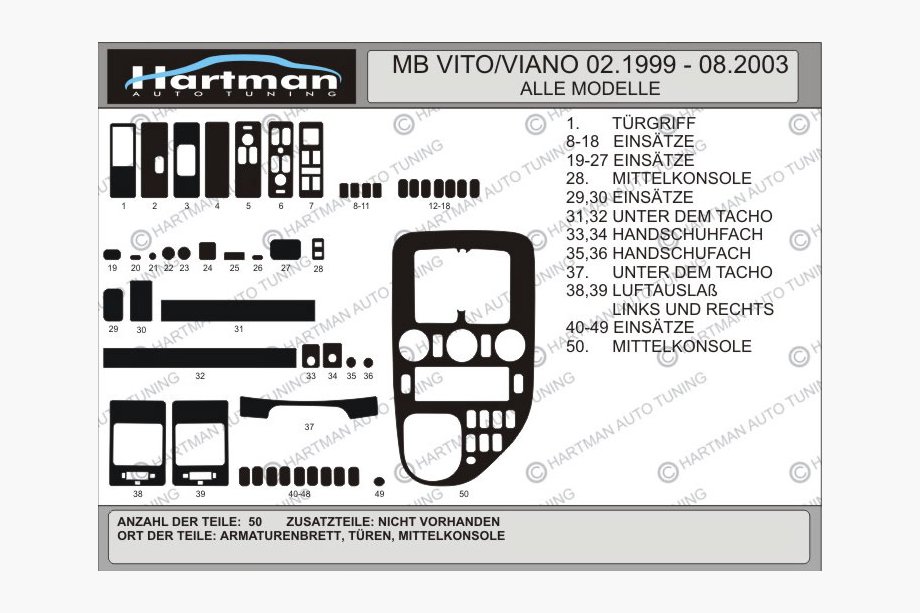 Mercedes Vito W638 1996-2003 рр. Накладки на панель VIP (1999-2003) Карбон Фото 5