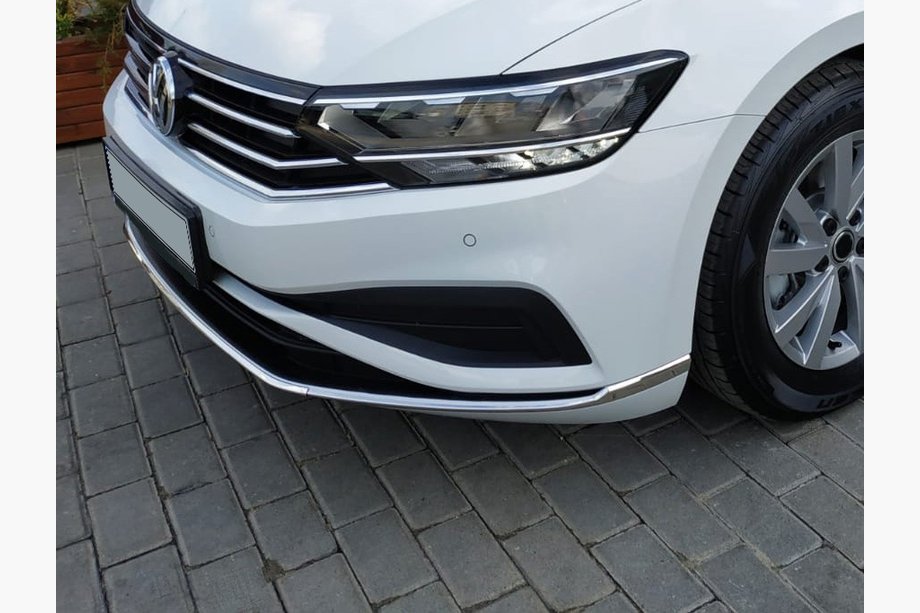 Volkswagen Passat B8 2015-2023 рр. Накладки на передній бампер (2019+, 3 шт, нерж) Image