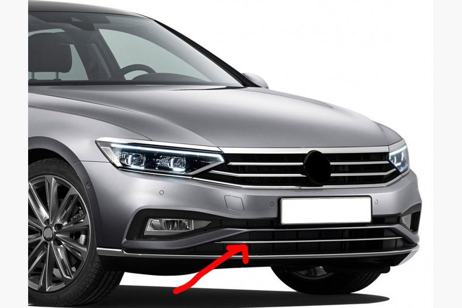 Volkswagen Passat B8 2015-2023 рр. Верхня смужка в бампер (2019+, 1 шт, нерж) Image