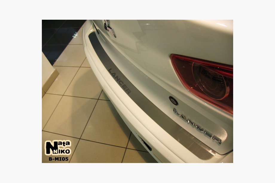 Mitsubishi Lancer X 2008- рр. Накладка на задній бампер без загину SD Натанико (нерж.) Фото 1