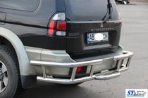 Mitsubishi Pajero Sport 1996-2007 рр. Задній захист AK-Special (нерж) фото 2