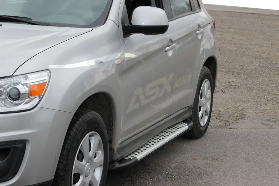 Mitsubishi ASX 2010-2023 рр. Бокові пороги Allmond Grey (2 шт., алюм.) Фото 1