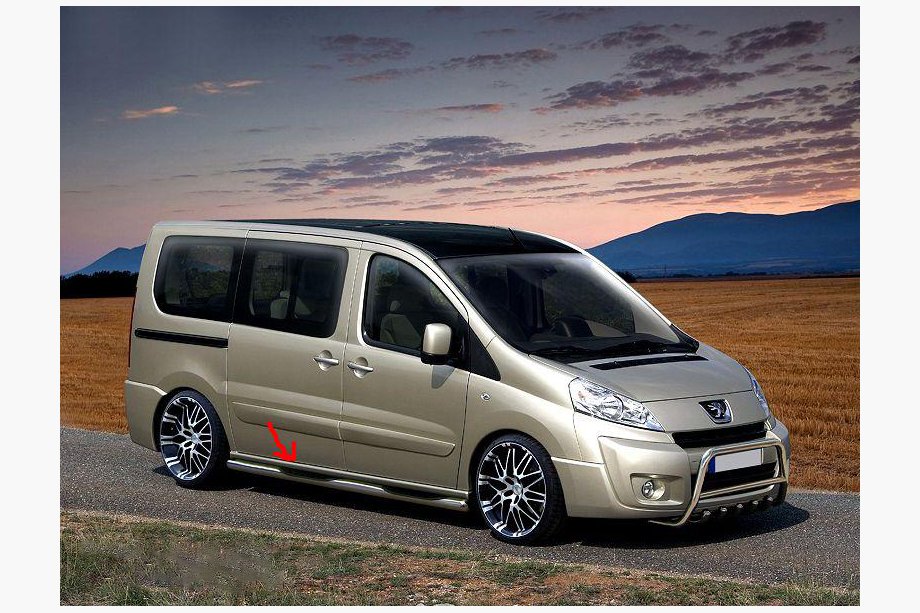 Fiat Scudo 2007-2015 рр. Бічні труби BB002 (2 шт., нерж.) 70 мм, довга база Фото 2