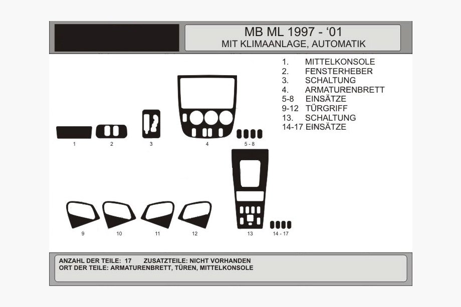 Mercedes ML W163 1997-2005 рр. накладки на панель (Vip, Польща) АКЦІЯ! Карбон Image
