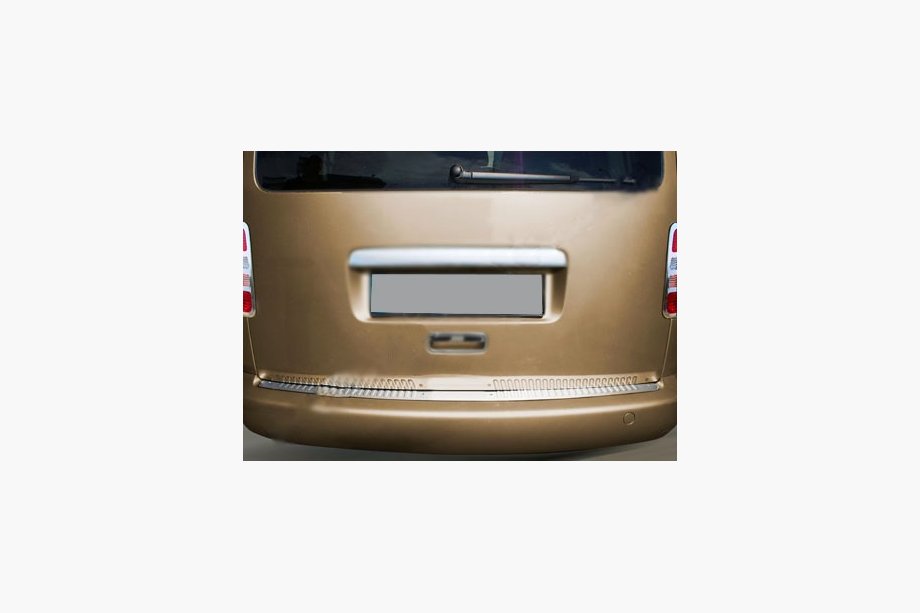 Volkswagen Caddy 2010-2015 рр. Накладка на задній бампер пряма (Omsa, нерж) Матова Фото 2