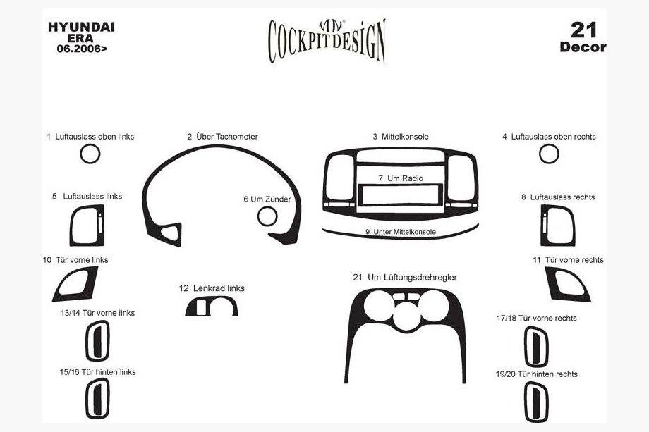 Hyundai Accent 2006-2010 рр. Накладки на панель Карбон Фото 4