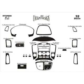 Накладки на панель (big set) Hyundai H300, H1, Starex 2008-2020 рр. фото 2