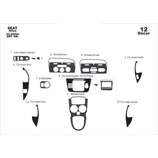 Накладки на панель (Великий комплект) Seat Altea 2004-2015 рр. фото 4