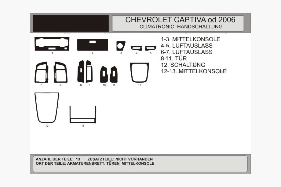 Chevrolet Captiva 2006-2019 рр. Накладки на панель Горіх Image