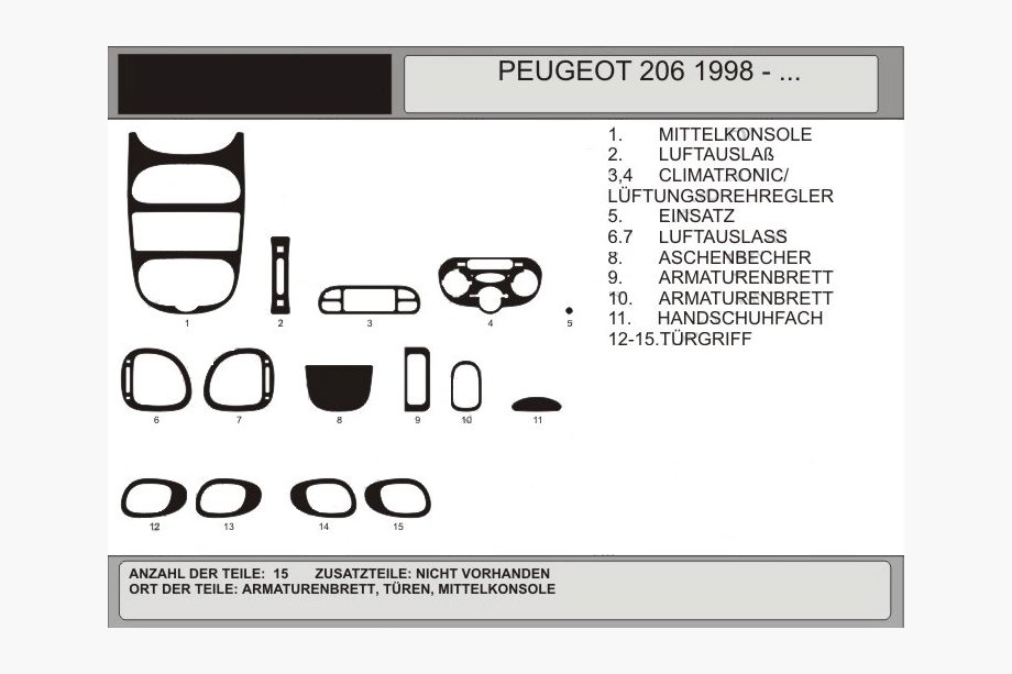 Peugeot 206 1998-2024 рр. Накладки на панель (Hartman, 1998-2001) Алюміній Image