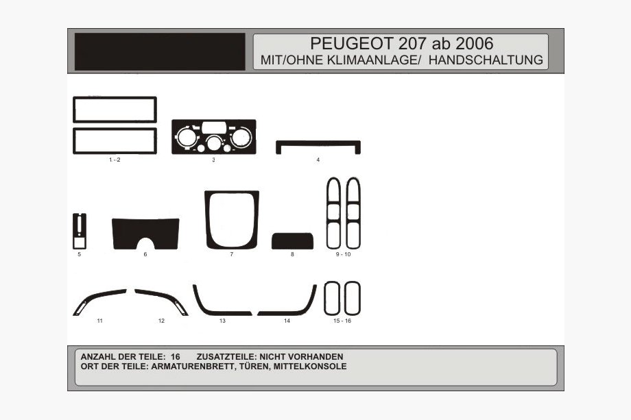 Peugeot 207 2006-2014 рр. Накладки на панель (Hartman) Алюміній Image