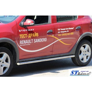 Бічні труби (2 шт., нерж) Dacia Sandero 2013-2020 рр. фото 4