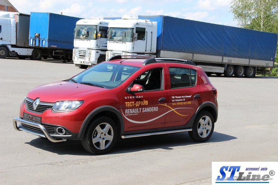Renault Sandero 2013-2022 рр. Бічні труби BB001 (2 шт., нерж) 60 мм Фото 7