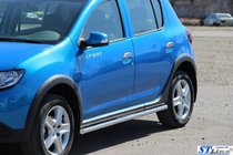 Renault Sandero 2013-2022 рр. Бічні труби BB001 (2 шт., нерж) фото 3