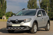 Dacia Sandero 2013-2020 рр. Передня дуга ST015 (нерж.) фото 1