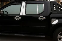 Nissan Navara 2006-2015 рр. Хром на стійки (6 шт, нерж) фото 1