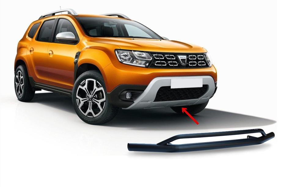 Dacia Duster 2018-2024 рр. Передній захист Vegas (60/42мм, чорний) Фото 2