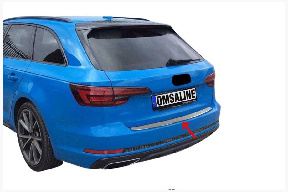 Audi A4 B9 2015-2024 рр. Накладка на задній бампер OmsaLine (Avant, нерж) Фото 1