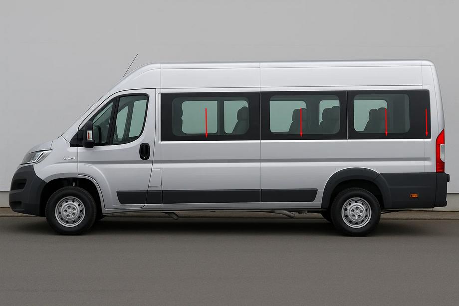 Fiat Ducato 2006-2025 рр. Нижні молдинги скла (к-т, нерж) Фото 1