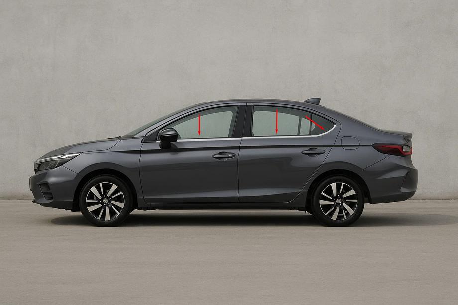 Honda City 2021- рр. Окантовка вікон SD (6 шт, нерж) Фото 1