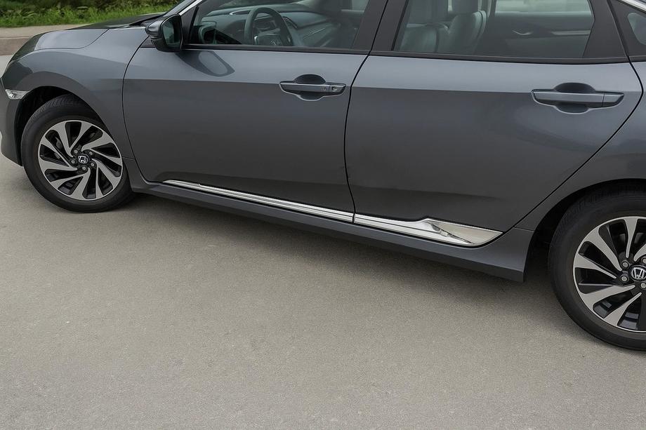 Honda Civic Sedan X 2016-2021 рр. Молдинг дверний V2 (4 шт, нерж) Image