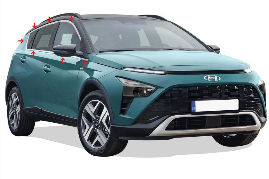 Hyundai Bayon 2021- рр. Повна окантавка вікон (14 шт, нерж) Фото 1