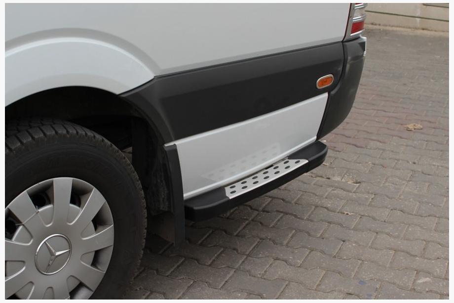 Mercedes Sprinter W901/902/903/904/905 1995-2006 рр. Бокові пороги DOT-Line за колесом (2 шт., Алюм.) Середня база Фото 1