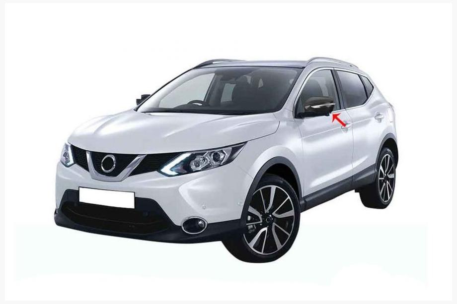 Nissan Qashqai 2014-2021 рр. Накладки на дзеркала натуральний карбон (2 шт) Фото 1