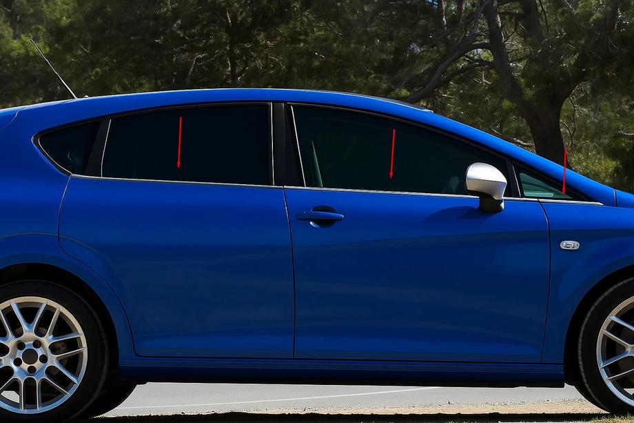 Seat Leon 2005-2012 рр. Зовнішня окантовка стекол Carmos (6 шт, нерж) Image