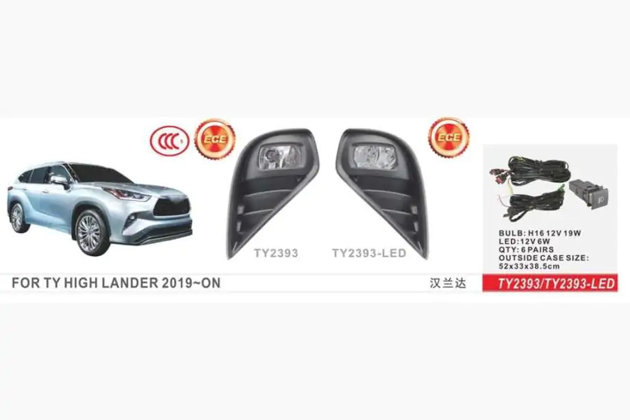 Toyota Highlander 2019- рр. Протитуманки (2 шт, галогенні) Image