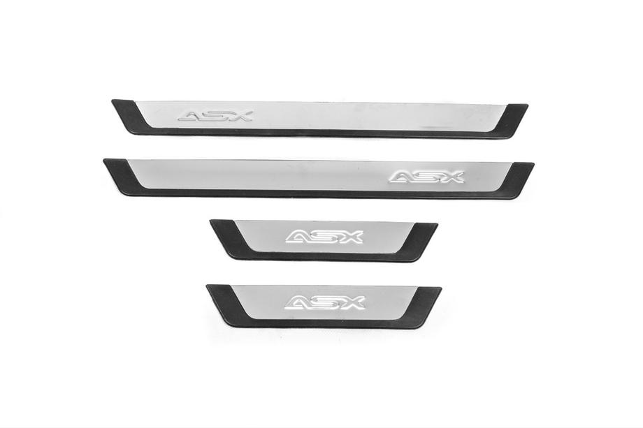 Mitsubishi ASX 2010-2023 рр. Накладки на пороги Flexill (4 шт, нерж.) Image